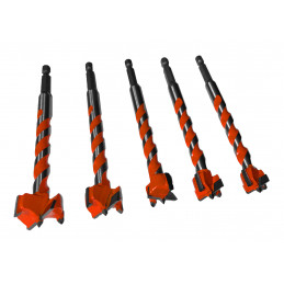 Set of 5 TCT drill bit hole saws, forstner (16-25 mm dia, hex shaft)  - 1
