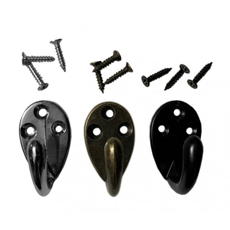 Set of 10 small metal clothes hooks, coat hangers (color: black)