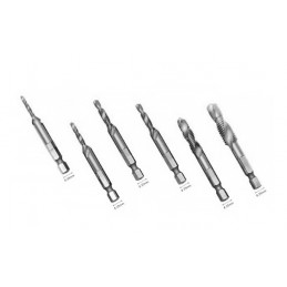 Set of 6 HSS tap, countersink drill bits M3-M10