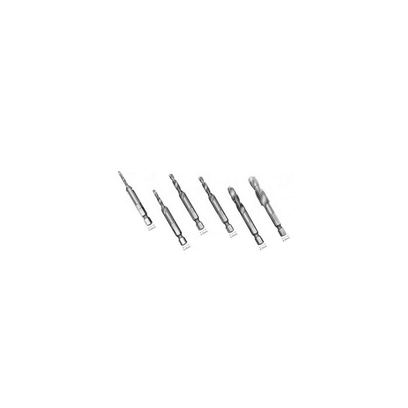 Set of 6 HSS tap, countersink drill bits M3-M10