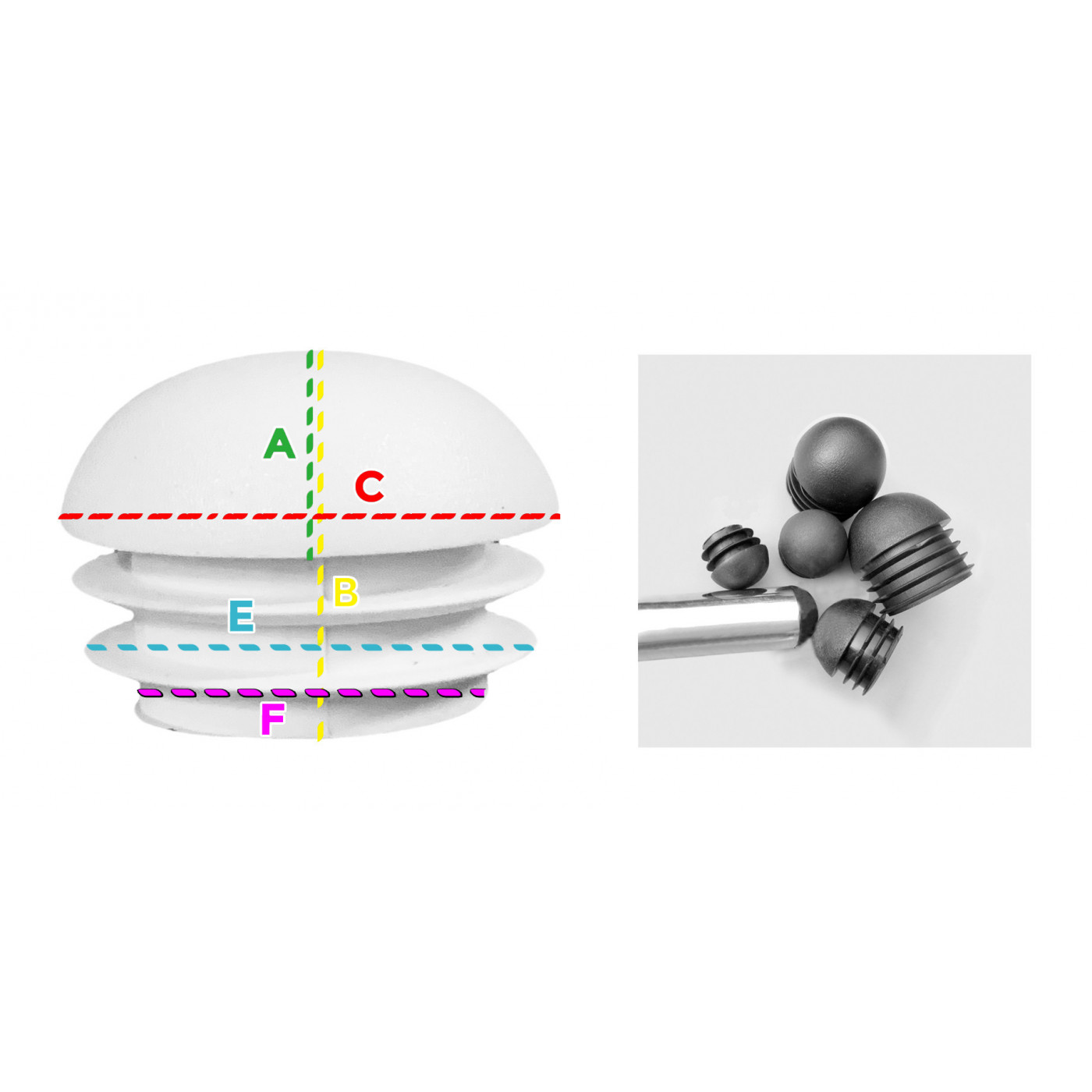 Set von 32 kunststoff Stuhlbeinkappen (Innenkappe, Knopf, rund, 18-23