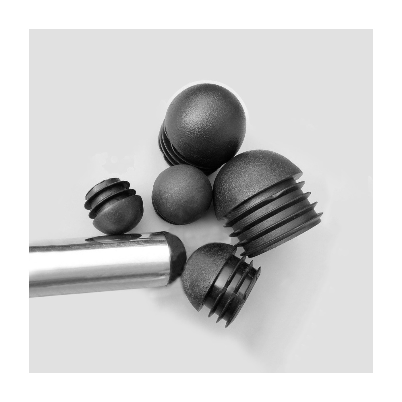 Set of 32 plastic chair leg caps (inside, ball, round, 273638, black