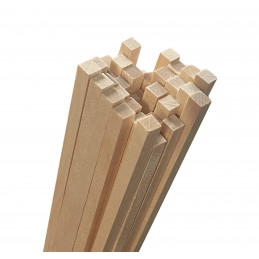 Set van 50 houten stokken (vierkant, 5x5 mm, 60 cm lang