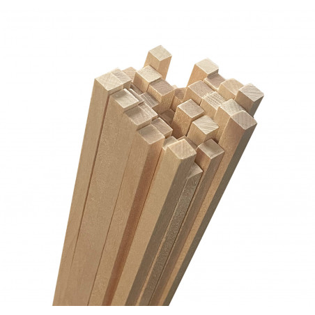Set of 50 wooden sticks (square, 5x5 mm, 60 cm length, birch