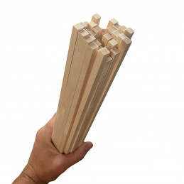 Set of 50 wooden sticks (square, 5x5 mm, 60 cm length, birch