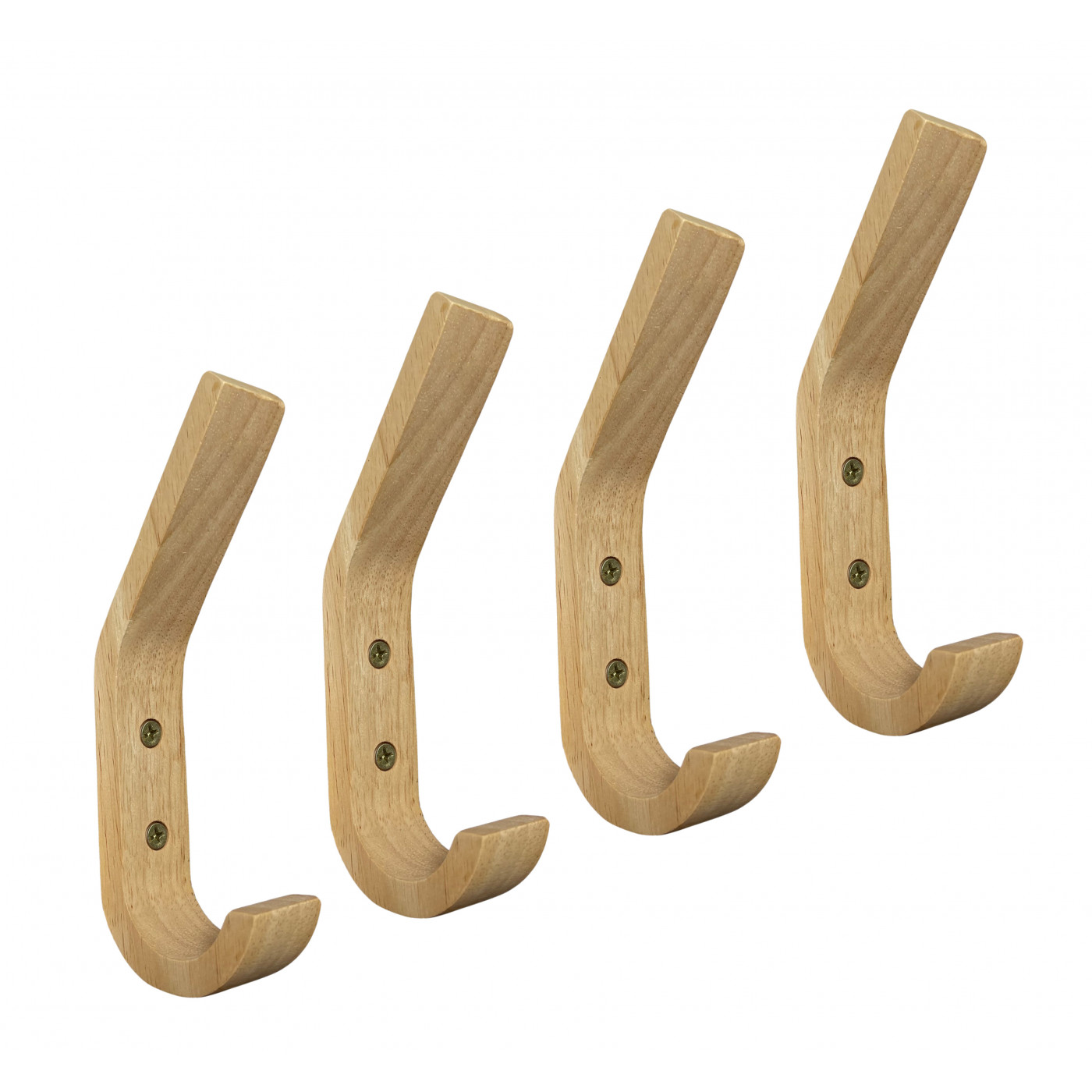 Set van 4 houten kapstokhaken (rubberwood)