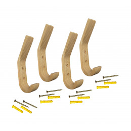 Set of 4 wooden coat hooks