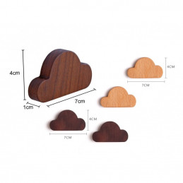 Zestaw 4 drewnianych breloków (chmura, magnes, drewno bukowe)