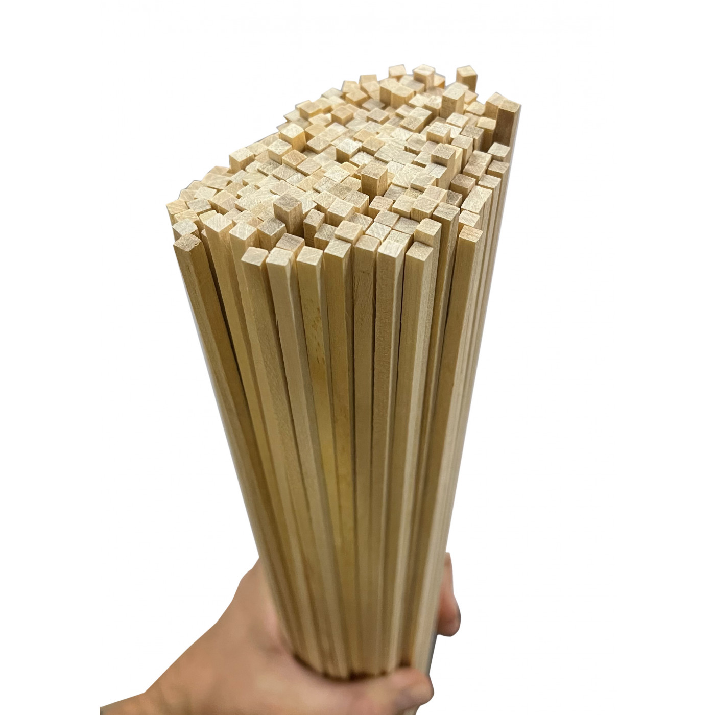 Set of 200 wooden sticks (square, 4.0x4.0 mm, 38 cm length