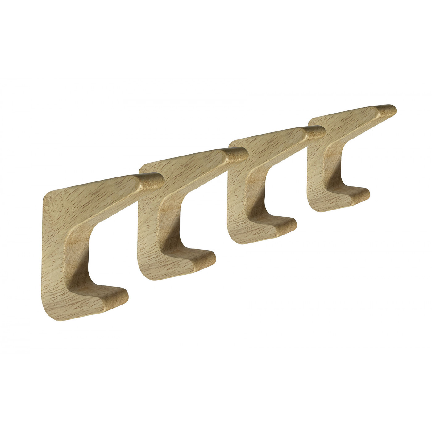 Lot de 4 patères simples en bois (chêne)