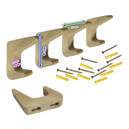 Lot de 4 patères simples en bois (chêne)