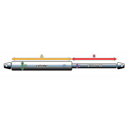 Universal gasfjeder med beslag (30N/3kg, 244 mm, sølv)