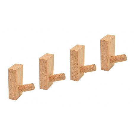 Set di 4 robusti ganci appendiabiti per giacche e borse (legno