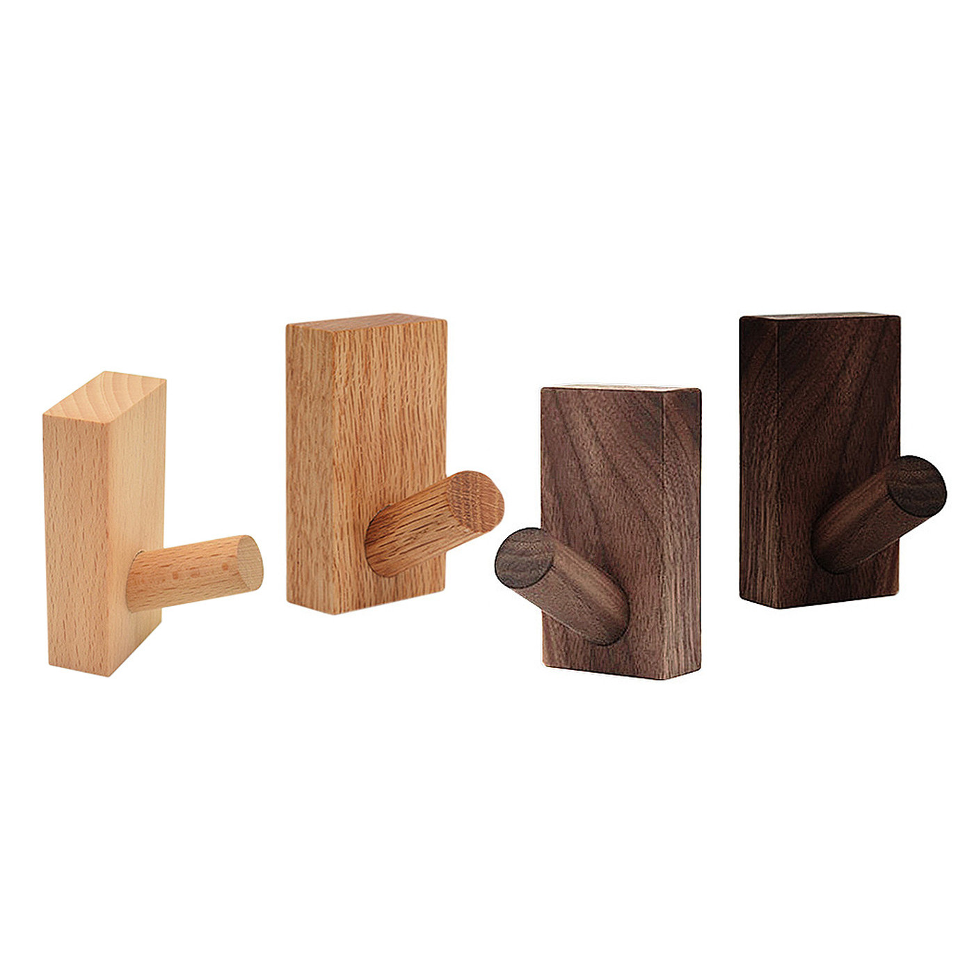 Set Di 4 Robusti Ganci Appendiabiti Per Giacche E Borse  Legno Di Faggio 8719762734413