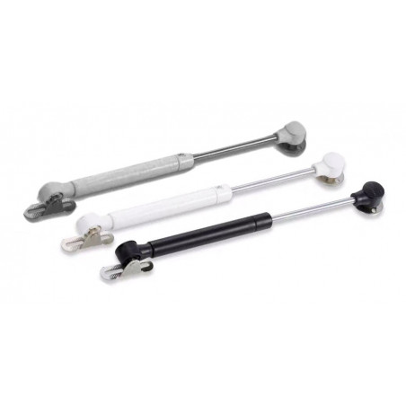 Ressort à gaz universel avec supports (30N/3kg, 244 mm, argent)