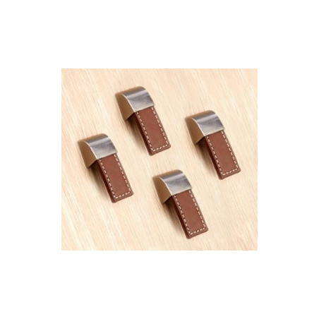 Set of 4 leather handles (single hole, brown)