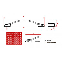 Set von 4 Ledergriffen (128 mm, braun, Metallendstück)