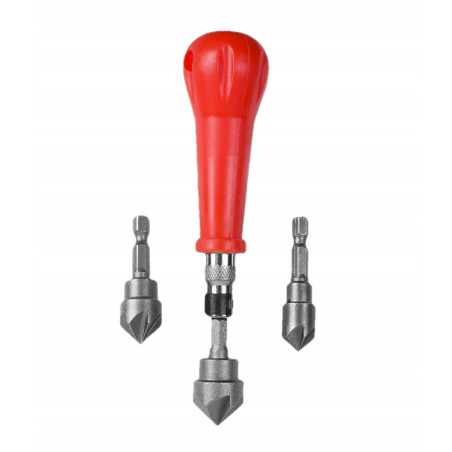 Set of 3 countersink drill bits with handle
