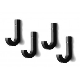 Wooden wall hook, black, 1 piece (J-shape, 2x2x12.5 cm)