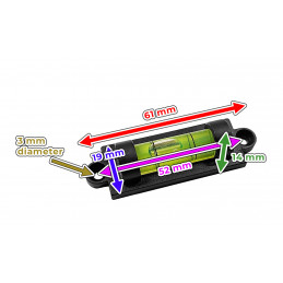 Set of 10 rectangular bubble levels (19x61 mm, black)