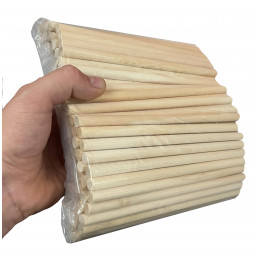 Set of 100 wooden sticks (20 cm length, 9.5 mm dia, birchwood)