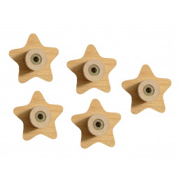 Set of 5 wooden clothes hooks (star) for childrens rooms and