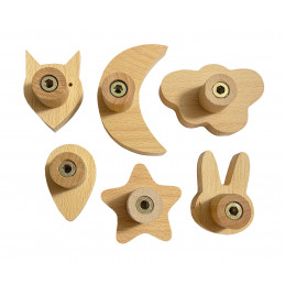 Set van 5 houten kapstokhaken voor kinderkamers (maan