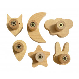 Set von 5 Kleiderhaken aus Holz (Mond) für Kinderzimmer und