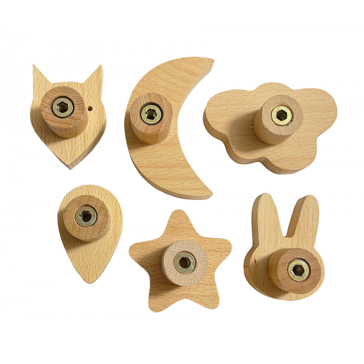 Houten set wandhaken kinderkamer, kapstokhaken babykamer | Meisje
