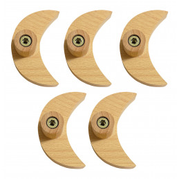 Set of 5 wooden clothes hooks (moon) for childrens rooms and