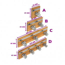 Set von 4 Kleiderbügel aus Bambus, 1 Haken (mit Edelstahl)