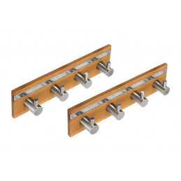 Set van 2 bamboe kleerhangers, 4 haken (met RVS)