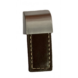 Set of 4 leather handles (one sided, dark brown, metal endpiece)