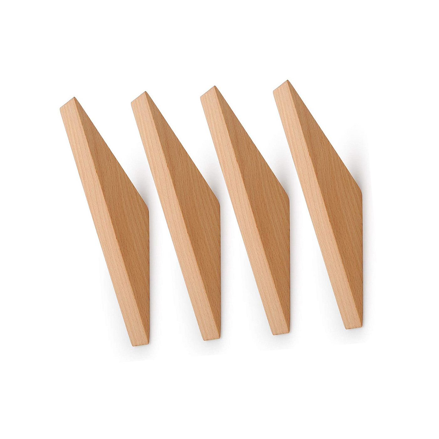 Set di 4 ganci appendiabiti (legno di faggio, triangoli)