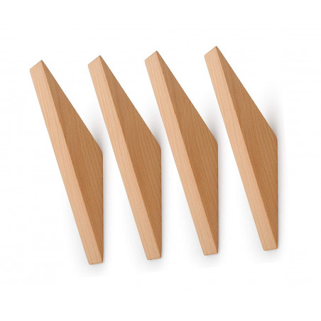 Set di 4 ganci appendiabiti (legno di faggio, triangoli)