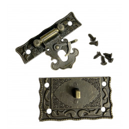 Small classic chest lock (2 piece clasp, bronze, 44x51 mm)