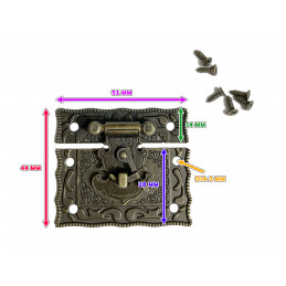 Klein klassiek kistslotje (2 delige sluiting, brons, 44x51 mm)