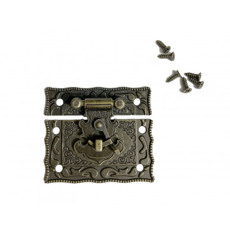 Small classic chest lock (2 piece clasp, bronze, 44x51 mm)