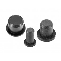 Set van 300 kleine rubber pluggen (intern, rond, 2.5 mm, zwart)