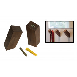 Set of 6 wooden clothes hooks (square, walnut wood)