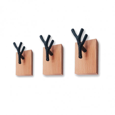 Lot de 3 patères (branche d'arbre)