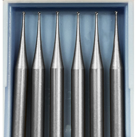 6 HSS mini milling cutters, 1.0x40 mm (ball nose only)