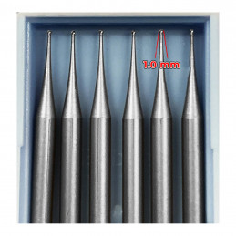 6 HSS mini milling cutters, 1.0x40 mm (ball nose only)