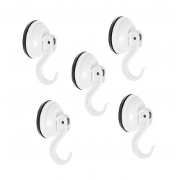 Set of 5 plastic suction cups (5.5 cm diameter, black and white)