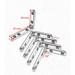 Set of 8 metal hinges for box (silver, 90 degrees)