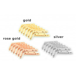 Set of 8 metal hinges for box (gold, 90 degrees)