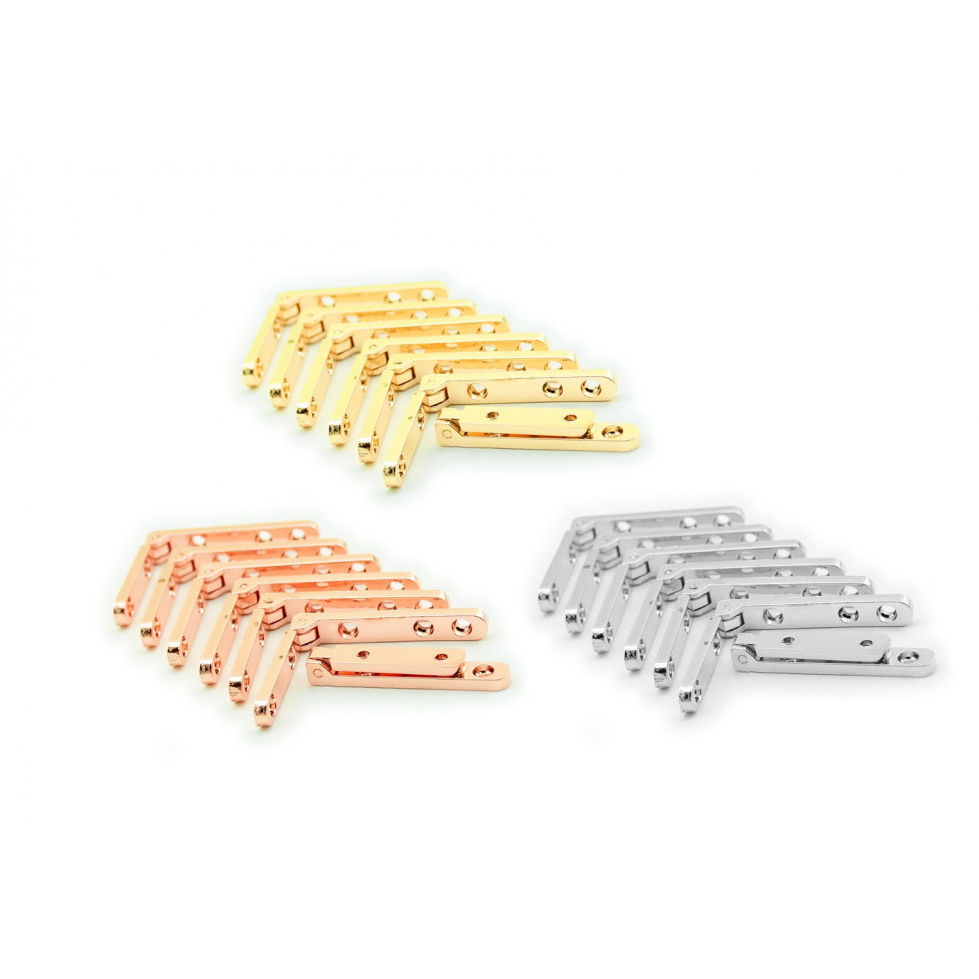 Set of 8 metal hinges for box (gold, 90 degrees)