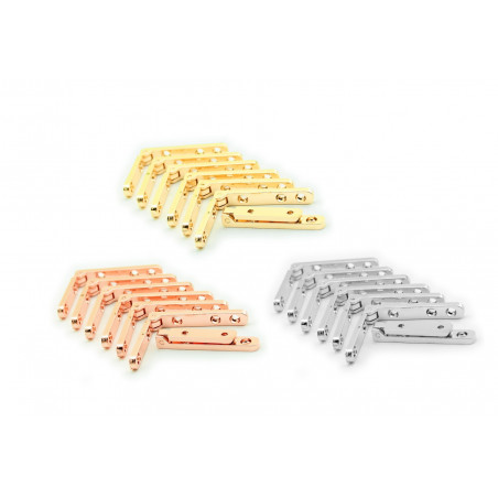 Set of 8 metal hinges for box (gold, 90 degrees)