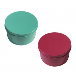 Small metal box with lid (red, 75 mm dia, 45 mm high)