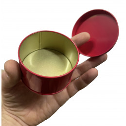 Small metal box with lid (red, 75 mm dia, 45 mm high)